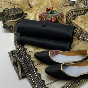 4-Piece Kattan Silk & Organza Dress with 9MM Foil Work Dupatta + Free Gifts