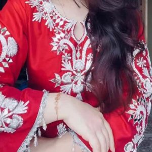 4-Piece Premium Kattan Silk Suit – Gotta & Mirror Work Shirt, Organza Dupatta, Trouser & Khussa