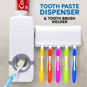 Space-Saving Wall-Mounted Toothbrush & Toothpaste Holder Set with Automatic Dispenser