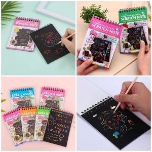 Multi Colourful Rainbow Drawing Scratch Note Book for Kids (10 Pages)