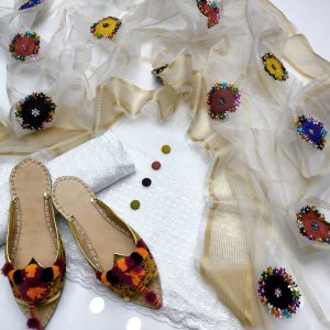 Summer White Chikankari 3PC Dress – Organza Tilla Dupatta, Embroidered Shirt & Trouser + Handmade Sleeper Gift