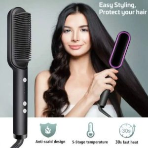 Mini Hair Straightener Brush – Anti-Scald Hot Comb for Fast Hair Styling