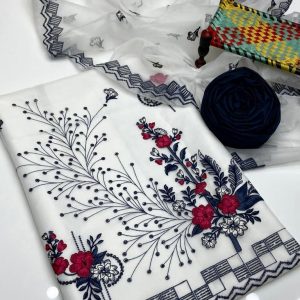 3-Piece Dress – Organza 3mm Sequin Embroidered Shirt with Cutwork Dupatta & Khatan Trouser